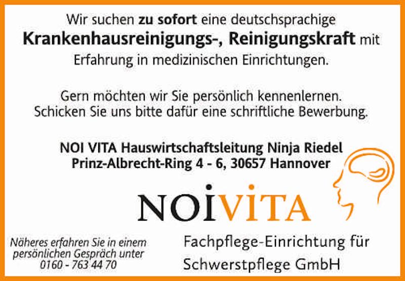 Stellenanzeige NoiVita Stelle frei für Reinigungskraft Krankenhaus