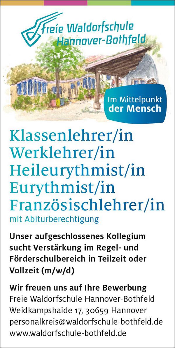 Waldorfschule Bothfeld sucht Lehrkrafte 2025